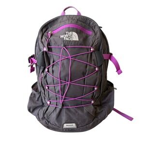 The North Face Borealis Backpack Gray Purple Laptop Sleeve Hiking School Bag